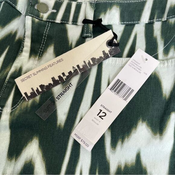 Jones New York Sutton Straight Loden Green Combo Slimming Jeans Women 12 NWT - Picture 7 of 16